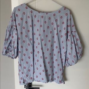 Puff sleeve embroidered blouse